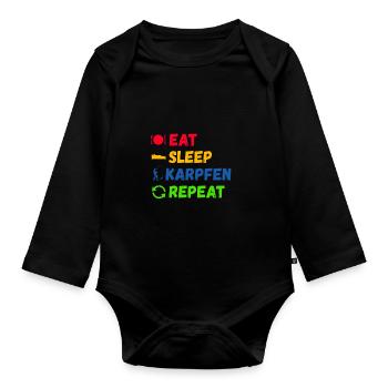 Eat Sleep Karpfen Repeat Karpfen-Angler Geschenk - Baby Bio-Langarm-Body - Schwarz - Vorne