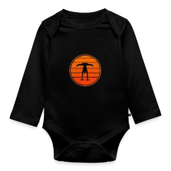 Retro Sun Calisthenics Retro Geschenk Tshirt - Baby Bio-Langarm-Body - Schwarz - Vorne