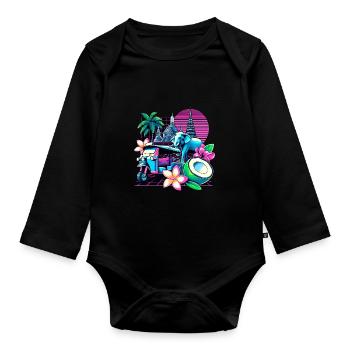 Thai-tempel Elefant Bangkok Pagode - Baby Bio-Langarm-Body - Schwarz - Vorne