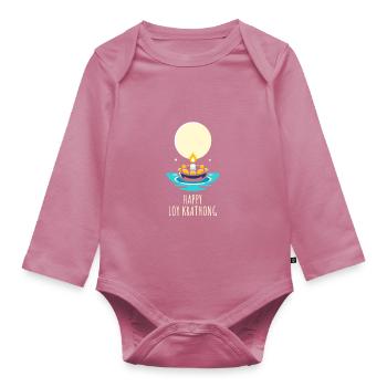 Cute Loy Krathong Holiday Thailand Festival - Organic Longsleeve Baby Bodysuit - mauve - Front