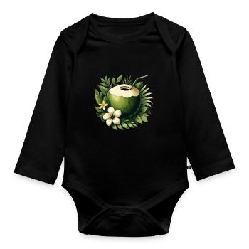 Noix de fraîche - Body Bébé bio manches longues - noir - Devant