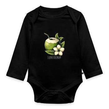 J’adore la noix de fraîche - Body Bébé bio manches longues - noir - Devant