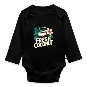 J’adore la noix de fraîche - Body Bébé bio manches longues - noir - Devant