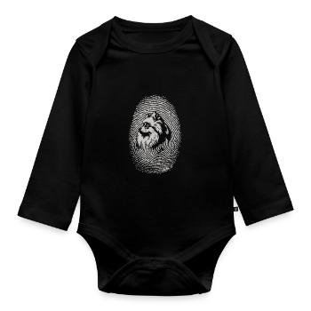 Pomeranian Fingerprint Kreativer Pomeranian - Baby Bio-Langarm-Body - Schwarz - Vorne