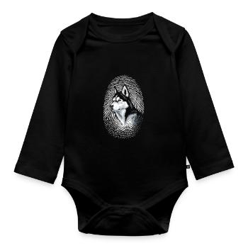 Siberian Husky Fingerprint Kreativer Siberian - Baby Bio-Langarm-Body - Schwarz - Vorne