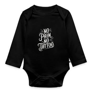Funny Tattoo Quote Ink Humor Funny Tattoo - Baby Bio-Langarm-Body - Schwarz - Vorne