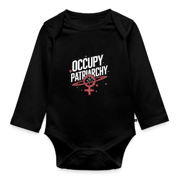 Occupy Patriarchy : l’autonomisation féministe - Body Bébé bio manches longues - noir - Devant