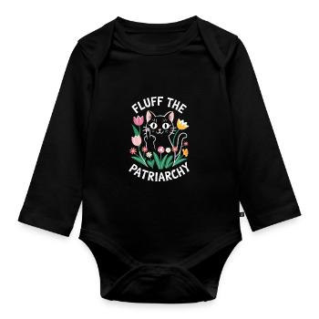 Fluff The Patriarchy Feminist Anti Patriarchy - Baby Bio-Langarm-Body - Schwarz - Vorne