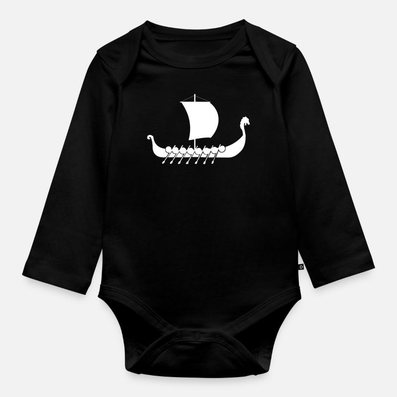 Wikinger - Baby Bio-Langarm-Body - Schwarz