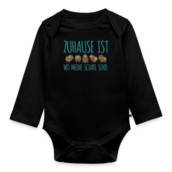Zuhause schafe Geschenk Bauer Landwirt Schäfer - Baby Bio-Langarm-Body - Schwarz - Vorne