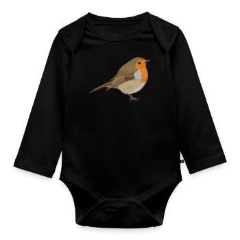 Robin bird bird lover bird watcher - Organic Longsleeve Baby Bodysuit - black - Front