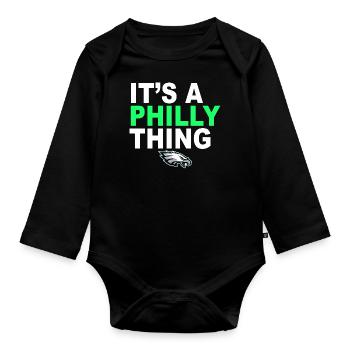 IT IS A PHILLY THING Es ist ein Philadelphia Thing Fan - Baby Bio-Langarm-Body - Schwarz - Vorne