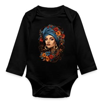 Beautiful black woman - Baby Bio-Langarm-Body - Schwarz - Vorne