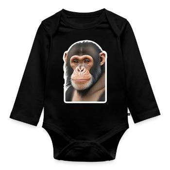 Schimpanse - Baby Bio-Langarm-Body - Schwarz - Vorne