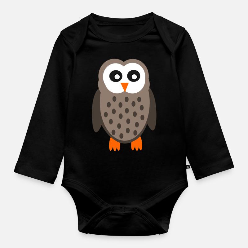 lustige Eule Eulen T-shirt  - Baby Bio-Langarm-Body - Schwarz