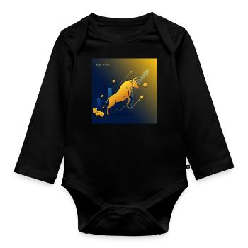 Golden Trading Bull - Succès, Richesse, Argent - Body Bébé bio manches longues - noir - Devant