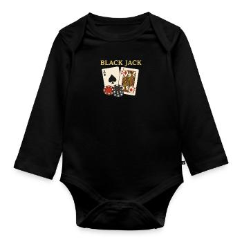 Blackjack – Das Spiel mit der magischen 21 - Baby Bio-Langarm-Body - Schwarz - Vorne