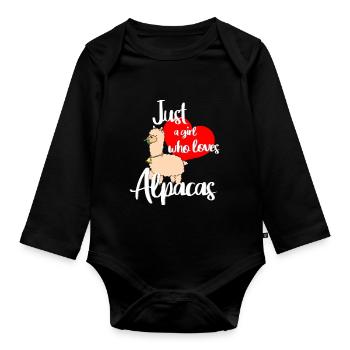 Just a girl who loves alpacas. - Baby Bio-Langarm-Body - Schwarz - Vorne
