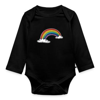 Regenbogen - Baby Bio-Langarm-Body - Schwarz - Vorne
