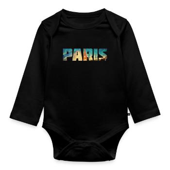 Frankreich Paris Franzose Französisch - Baby Bio-Langarm-Body - Schwarz - Vorne