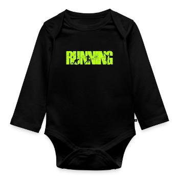 Vintage Retro Laufen | Für Marathonläufer - Baby Bio-Langarm-Body - Schwarz - Vorne