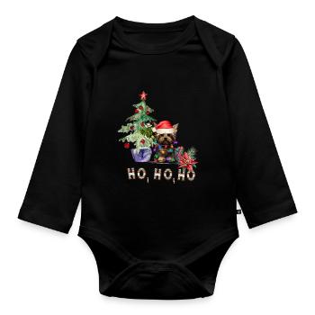 Weihnachtshund Yorkshire Terrier - Baby Bio-Langarm-Body - Schwarz - Vorne
