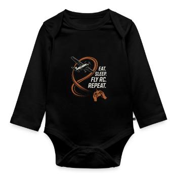 Avion rc drôle disant voler rc - Body Bébé bio manches longues - noir - Devant