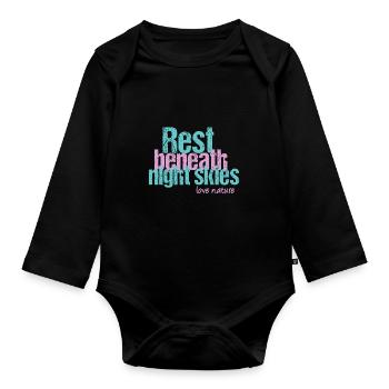 Tranquility under the night sky - Organic Longsleeve Baby Bodysuit - black - Front