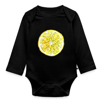 Zitrone - Baby Bio-Langarm-Body - Schwarz - Vorne