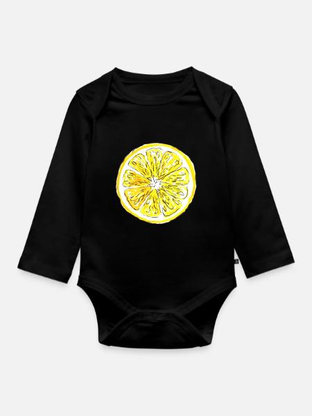 Zitrone - Baby Bio-Langarm-Body - Schwarz