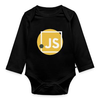JavaScript dot JS - Organic Longsleeve Baby Bodysuit - black - Front