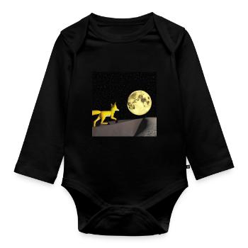 Marche du renard vers la lune - Body Bébé bio manches longues - noir - Devant