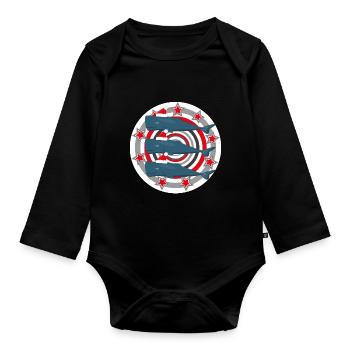 Winter Pottwale auf Abenteuerreise. - Baby Bio-Langarm-Body - Schwarz - Vorne