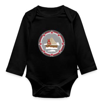 Hase im Winter mit Boot. - Baby Bio-Langarm-Body - Schwarz - Vorne