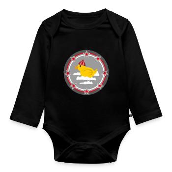 Winter Ente mit Mütze und Sternen. - Baby Bio-Langarm-Body - Schwarz - Vorne