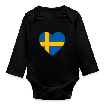 Coeur Suède Scandinavie amour - Body Bébé bio manches longues - noir - Devant