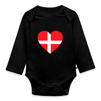 Coeur Danemark Scandinavie amour - Body Bébé bio manches longues - noir - Devant