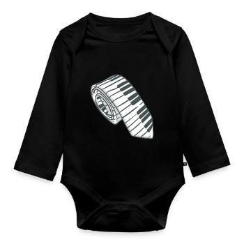Piano Tie Piano Player Keyboard - Organic Longsleeve Baby Bodysuit - black - Front