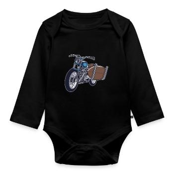 Motorrad mit Surfbrett - Baby Bio-Langarm-Body - Schwarz - Vorne