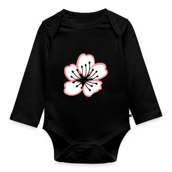 Sakura cherry blossom - Organic Longsleeve Baby Bodysuit - black - Front
