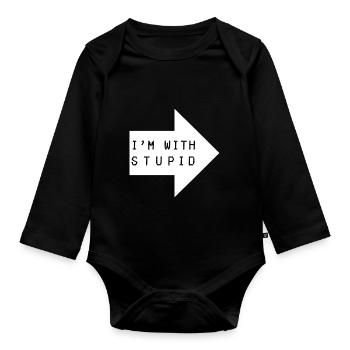 I'm with stupid - Baby Bio-Langarm-Body - Schwarz - Vorne