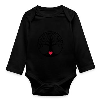 baum des lebens herz - Baby Bio-Langarm-Body - Schwarz - Vorne