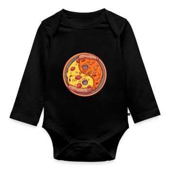 Pizza-Fusion im Gleichgewicht - Baby Bio-Langarm-Body - Schwarz - Vorne