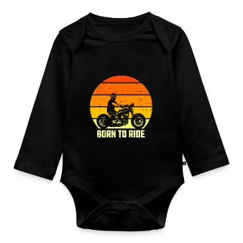 Born to Ride Moto Retro Vintage - Body Bébé bio manches longues - noir - Devant