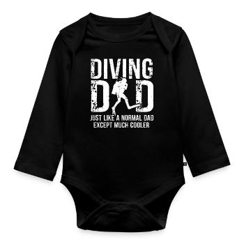 papa de plongée pour les hommes de plongée sous-marine père - Body Bébé bio manches longues - noir - Devant