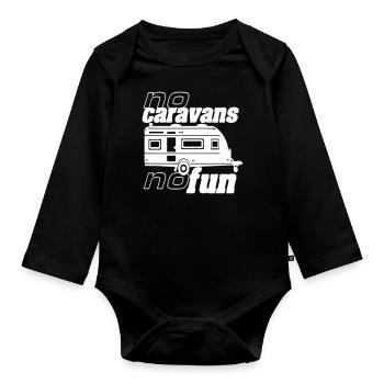 Caravane, camping, chemise amusante, caravane amusante. (25) - Body Bébé bio manches longues - noir - Devant
