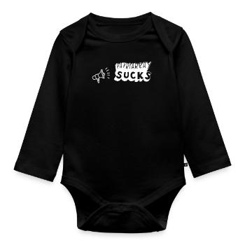Luloveshandmade - Patriarchy Sucks (white) - Baby Bio-Langarm-Body - Schwarz - Vorne