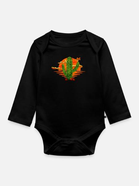 Cactus - Body Bébé bio manches longues - noir