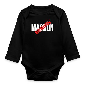 Macron dehors - Body Bébé bio manches longues - noir - Devant