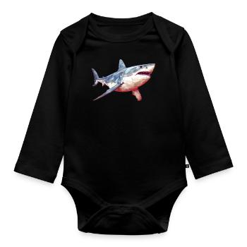 Weißer Hai - Baby Bio-Langarm-Body - Schwarz - Vorne